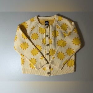 Tea Collection Kids Cream and Yellow Sun Pattern Cardigan Masionette size 4t